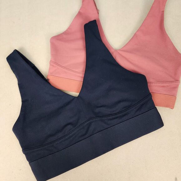 2 Fabletics Sports Bras SM Black Pink Convertible Racerback No Pads 13" Band - Picture 2 of 8